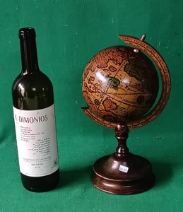 VECCHIO MAPPAMONDO DA TAVOLO GLOBO TERRESTRE CON CARILLON IN LEGNO VINTAGE. DB19 - Foto 1 di 10