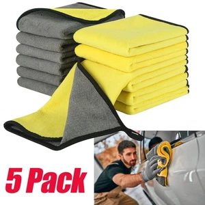 5 Pack Yellow Microfiber Cleaning Cloth No-Scratch Rag Polishing Detailing Towel - Picture 1 of 10