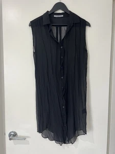 Scanlan & Theodore Women's Sleeveless Shirt Dress Silk Black Size 12 - Bild 1 von 11