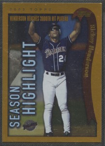 2002 Topps #335 Season Highlight 3000 Hits Rickey Henderson San Diego Padres HOF