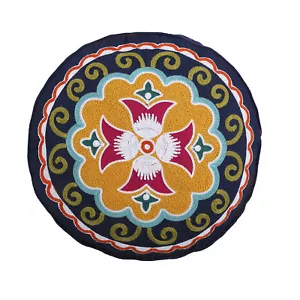 Amelie Embroidered Medallion Decorative Round Pillow - Levtex Home - Picture 1 of 3