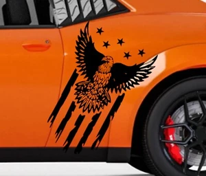 EAGLE American Flag Hood Door Vinyl Decal Racing Stripes (Fits CHALLENGER) - Picture 1 of 22