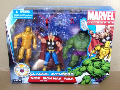 CLASSIC AVENGERS HULK THOR IRON MAN ANT-MAN WASP Marvel Universe 3.75 Figure Set Cover