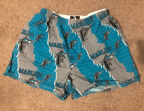 1990s Bottom Drawer FLORIDA MARLINS Gray/Teal Logo Boxer Shorts Youth L 14-16 Cover