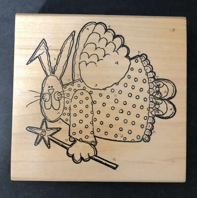Whipper Snapper Rubber Stamp Easter Bunny Fairy Holding Star Wand Rabbit 4" x 4" - Image 1 of 4