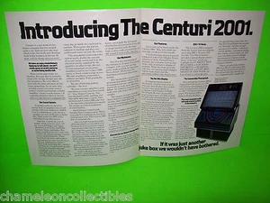 2001 CENTURI 1981 ORIGINAL JUKEBOX  PHONOGRAPH PROMOTIONAL FLYER BROCHURE - Picture 1 of 3