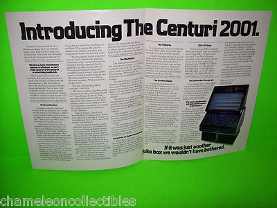 2001 CENTURI 1981 ORIGINAL JUKEBOX  PHONOGRAPH PROMOTIONAL FLYER BROCHURE - Image 1 of 3