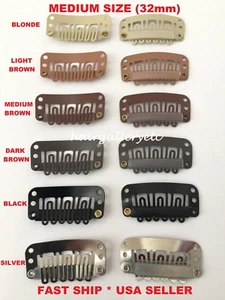 QUALITY WIG CLIPS SNAP CLIPS FOR TOUPEES HAIR PIECES 32mm HAIR EXTENSION CLIPS - Picture 1 of 6