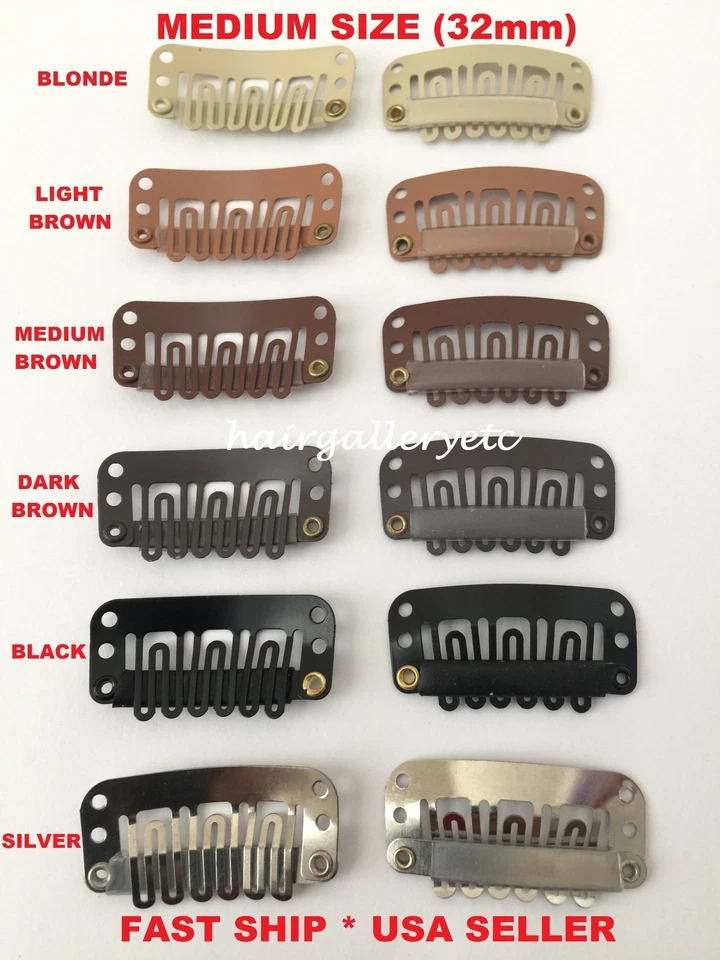 QUALITY WIG CLIPS SNAP CLIPS FOR TOUPEES HAIR PIECES 32mm HAIR EXTENSION CLIPS - Image 1 of 1