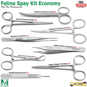 Basic Feline Spay Pack Surgery Instruments Kit Economy Set Stainless CE - Picture 1 of 10