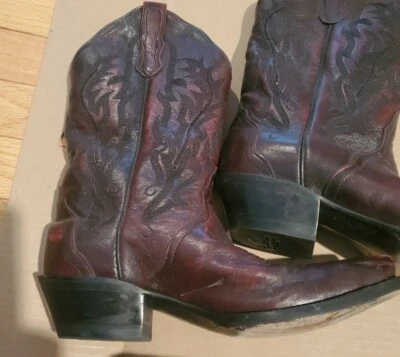 Nocona Western Calf Boots Women 6B Black Cherry Leather NL4018 USA  - Image 1 of 4