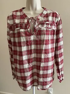 Como Vintage Women’s Red & White Plaid Long Sleeve Round Neck Shirt s L - Picture 1 of 10