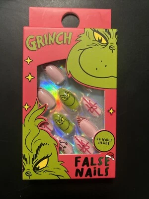 PRIMARK The Grinch Christmas False Adhesive Fake Nails 24 Nails With Glue
