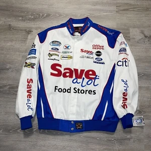 Vintage NASCAR Jacket Mens XL White Racing Carl Edwards JH Design Save A Lot - Picture 1 of 7