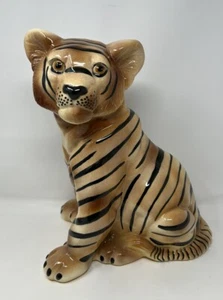 Vintage Q970s Mid Century Modern 14” Chalkware Hand Painted Baby Tiger Cub - Picture 1 of 15