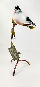 Glass Bird Figurine Mid Century Modern Style with Metal stand 8" Tall - Picture 1 of 11