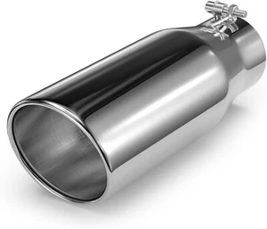 3.5" Inlet 5" Outlet 12" Long Bolt On Diesel Exhaust Tip Stainless Steel - Picture 1 of 8