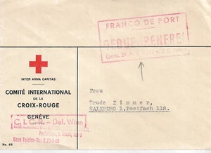 SWITZERLAND 1940's RED CROSS GENEVE TYPED COVER TO SALZBURG MY REF 1403 - Picture 1 of 1
