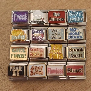 U Pick 9mm Italian charm bracelet link Blunt Sexy Drama Freak 80's baby Weird - Picture 1 of 16