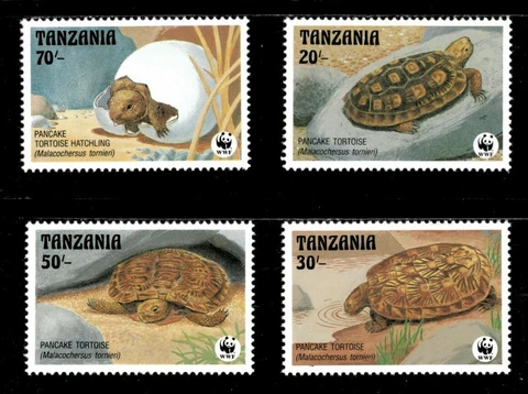 Tanzania 1993 - WWF, Pancake Tortoise - Set of 4v - Scott 1004-07 - MNH Cover