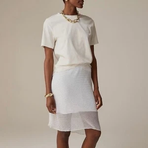J Crew Collection Gwen Layered Slip Skirt Women’s Large L White Black Polka Dots - Picture 1 of 8