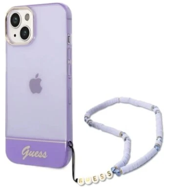 Funda de teléfono CG MOBILE Guess para iPhone 14 Plus en púrpura translúcido con correa, Foto 1 de 3