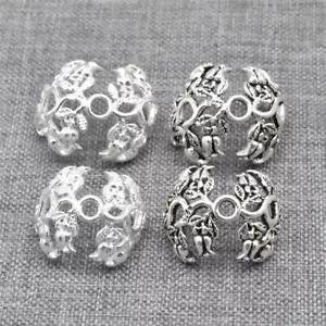 2 Sterling Silver Flower Bead Caps 925 Silver Spacer End Cap for Jewelry Making - Picture 1 of 6