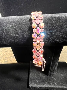 Extrem selten signiertes Vintage Sherman Armband 7"" x 5/8"" rosa/pink AB. NEUWERTIG! - Bild 1 von 11