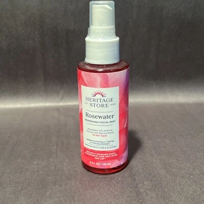 Bruma facial refrescante de agua de rosas Heritage Store con rosas damasco, 4 fl oz Foto 1 de 4
