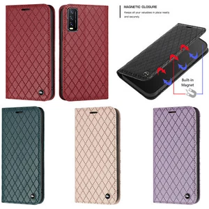 Magnetic Grid Leather Wallet Phone Case for Honor 400 300 200 90 80 50 Magic 7 8 - Picture 1 of 16