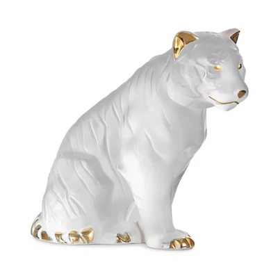 $650 LALIQUE CRYSTAL Zodiac SITTING TIGER 20k GOLD Figurine Sculpture New in Box - Image 1 of 3
