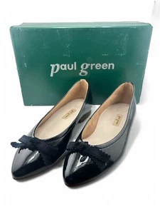 New Paul Green Ballerina Navy Blue Patent Leather Pointed Flat Shoes Size 6.5 US - Picture 1 of 8