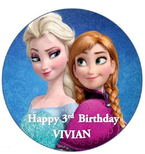 FROZEN ELSA ANNA BIRTHDAY Personalised Edible Icing Cake Topper Decoration Image - Picture 1 of 1