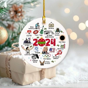 Notable Events 2024 Christmas Ornament, Newsmaker Cute 2024 Ornament, Funny Xmas - Picture 1 of 5