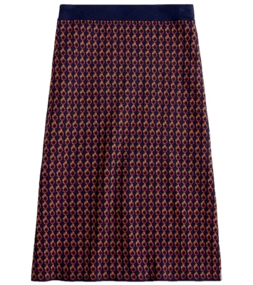 J. Falda Suéter Crew Midi XL Lana Merino Tejida Anillo Geométrico Estampado NUEVO CON ETIQUETAS AR493 Foto 1 de 4