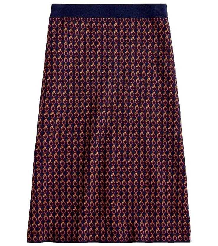 J. Falda Suéter Crew Midi XL Lana Merino Tejida Anillo Geométrico Estampado NUEVO CON ETIQUETAS AR493 Foto 1 de 4