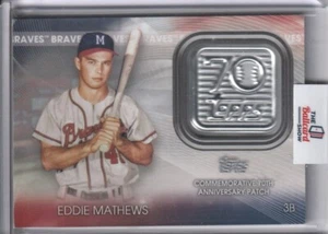 Eddie Mathews 2021 Topps Series 1 Commemorative 70th Anniversary Patch #70LP-EM - Picture 1 of 2
