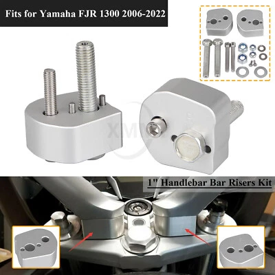 Kit de elevadores de manillar CNC de 1" plateado para Yamaha FJR 1300 06-22 FJR1300A FJR1300ES Foto 1 de 4