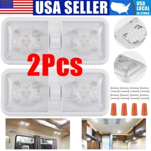2 Pack 12V RV LED Double Dome Light with Switch for Camper Trailer Marine Boat - Foto 1 di 13