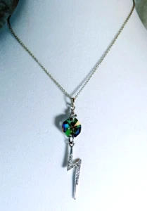 Swarovski Watermelon 12 MM Crystal With Pave Rhinestone Lightning Bolt  Pendant - Picture 1 of 2