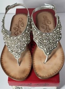 Naughty Monkey Women's Sandals Pearl Gem Shoes Silver Size 8 - Picture 1 of 6