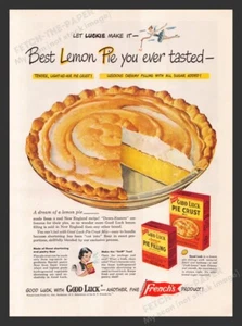 French's Good Luck Lemon Pie Filling & Crust 1940s Print Advertisement 1948 - Picture 1 of 1