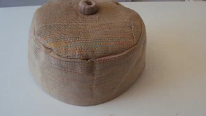 African Nigerian Yoruba Aso Oke Hausa Style - Men's Cap - "Sanya" Beige - 24in - Picture 1 of 4
