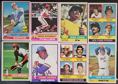 1976 年 Topps 棒球入门套装 156 张卡 (#439-#600) Guidry、Carter、Aaron、EX — 第 1/4 张图片