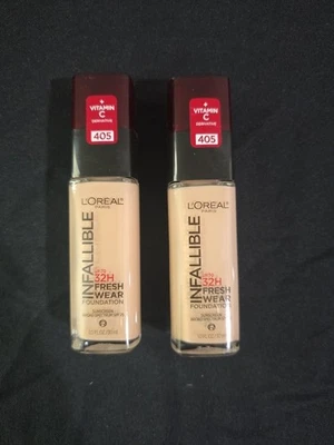 L'Oréal Infallible 32HR Fresh Wear Foundation – Shade 405 – (2 Bottles) - Image 1 of 2