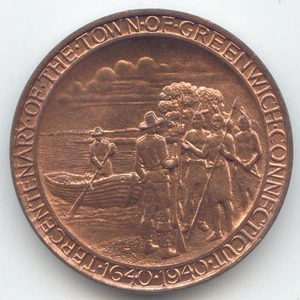 Medalla, 1940 Tercentenario de la Ciudad de Greenwich Connecticut - Imagen 1 de 2
