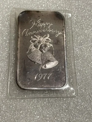 Vintage 1977 Feliz aniversario- 1 Barra de plata fina troy Oz .999- Gran tonificación!! Foto 1 de 4