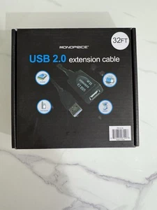 Cable USB-A to USB-A Male To Female 2.0 Extension Cable - 32 Feet - Gray - Picture 1 of 6