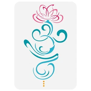 Sanskrit Symbol Stencil 8.3 x 11.7 inch Large Flowers Pattern for DIY Crafts - Picture 1 of 7