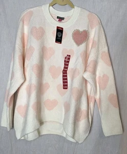 Neu mit Etikett Vince Camuto Damenpullover cremefarben Herz Valentinstag Liebe Größe XL - Bild 1 von 9